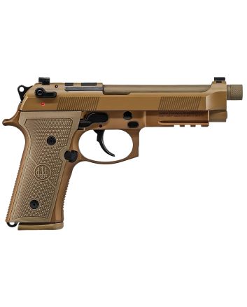 Beretta USA JS92M9A4GM M9A49mm Luger 5.10" Threaded Barrel 18+1, Flat Dark Earth Cerakote Polymer Frame, Serrated Steel Optic Cut Slide, Polymer Grip &amp; Decocker Safety