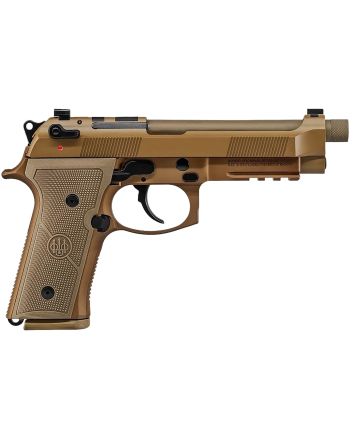 Beretta USA JS92M9A4M15 M9A49mm Luger 5.10" Barrel 15+1, Flat Dark Earth Cerakote Polymer Frame, Serrated Steel Optic Cut Slide, Polymer Grip &amp; Decocker Safety