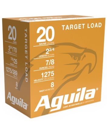 Aguila 1CHB2038 Target Load Competition 20Gauge 2.75" 7/8oz 8Shot 25 Per Box/10 Case