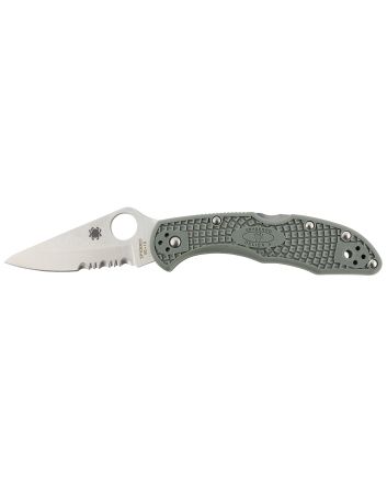 Spyderco C33PSFG Delica 4 Lightweight 2.88" Folding Drop Point Part Serrated VG-10 SS Blade Foliage Green Bi-Directional Texturing FRN Handle Includes Pocket Clip