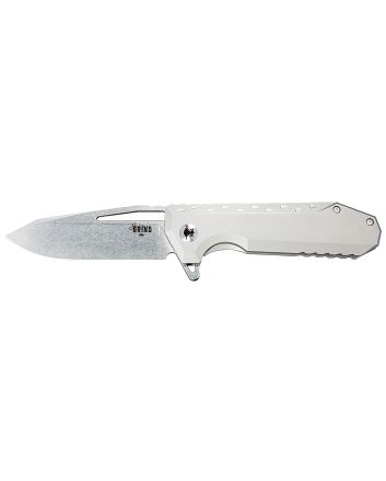 Southern Grind SG0903001101 Penguin3.50" Folding Drop Point Plain Stonewashed CPM S90V Blade, Silver Titanium Handle