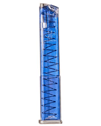 ETS Group GLK18G2BLU Pistol Mags31rd Extended w/Gen2 Floor Plate 9mm Luger Compatible w/ Glock 17/18/19/19X/26/34/45 Clear Blue Polymer