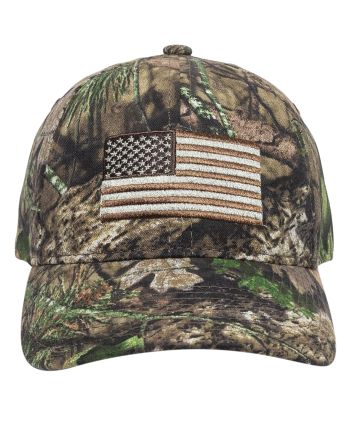 Outdoor Cap 202722-1-3 USA FlagMossy Oak Break-Up Country Hook &amp; Loop OSFA Unstructured