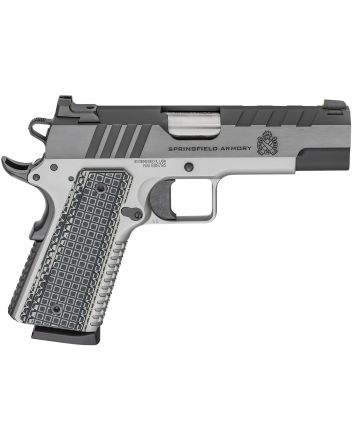Springfield Armory PX9218L 1911 Emissary 45 ACP 8+1 4.25" Bull Barrel, Stainless Steel Frame w/Beavertail , Tri-Top Cut Blued Carbon Steel Slide, Black VZ Thin-Line G10 Grip