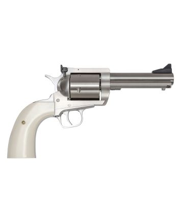 Magnum Research BFR44MAG5B6 BFR Short Cylinder 44 Rem Mag 6 Shot, 5" Brushed Stainless Steel Barrel, Cylinder&amp; Frame, White Polymer Grip, Hammer Safety, Exposed Hammer