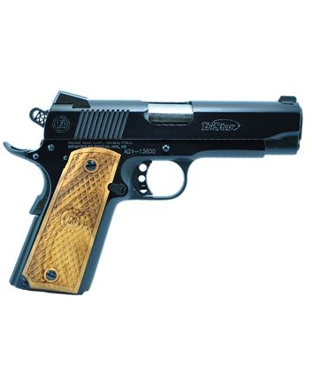 TriStar 85624 American Classic Commander 1911 9mm Luger 9+1 4.25" Stainless Steel Barrel, Blued Serrated Steel Slide, Blued Steel Frame w/Beavertail, Wood Grip
