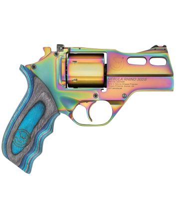 Chiappa Firearms 340319 Rhino 30DS Nebula 357 Mag 6 Shot, 3" Rainbow PVD Steel Vent Rib Barrel &amp; Cylinder, Rainbow PVD Aluminum Frame, Blue Laminate, Grip Exposed Hammer