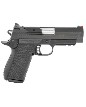 Wilson Combat SFXCPR4 SFX9Compact Frame 9mm Luger 15+1 4" Stainless Fluted Barrel, Black DLC Serrated Stainless Steel Slide, Black Aluminum Frame w/Beavertail &amp; Picatinny Rail, Black Polymer Grip