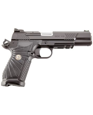 Wilson Combat EDCXLPR9A EDC X9L 9mm Luger 15+1 5" Black DLC Serrated Stainless Steel Slide, Black Aluminum Frame w/Beavertail &amp; Picatinny Rail, Black G10 Starburst Grip