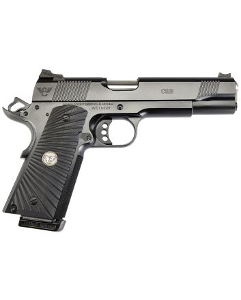 Wilson Combat CQBFS9 1911 CQB Full Size Frame 9mm Luger 10+1 5" Match Grade Barrel, Black Serrated Carbon Steel Slide, Black Armor-Tuff Carbon Steel Frame w/Beavertail, Black G10 Starburst Grip