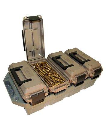 MTM Case-Gard AC4C 4-Can Ammo Crate30Cal Dark Earth/Army Green Polypropylene