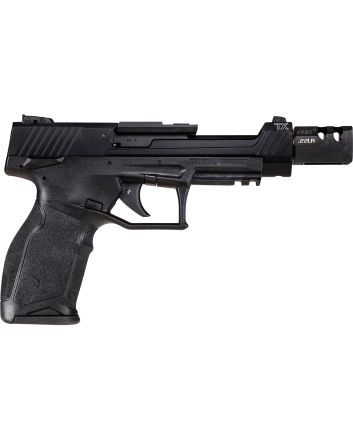 Taurus 1-TX22C151-T TX22 Competition 5.40" 16+1 (3) Black Polymer Frame Black Anodized Ported Aluminum Slide with Optics Mount Aggressive Textured Black Polymer Grip Includes Compensator