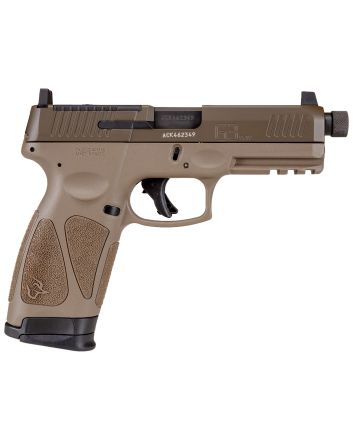 Taurus 1G3P941TAC G39mm Luger 17+1 4.50" Threaded Barrel, FDE Polymer Frame With Picatinny Acc. Rail, T.O.R.O Optic Cut Patriot Brown Cerakote Steel Slide, Re-Strike Capability, No Manual Safety