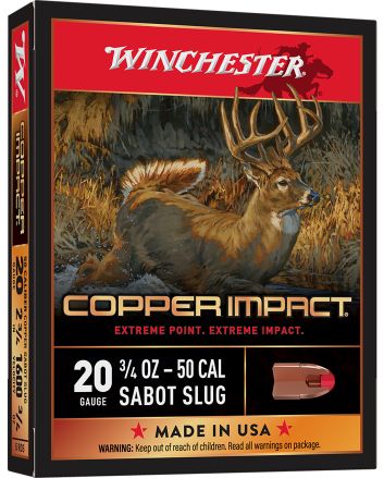 Winchester Ammo X20CLF Copper Impact20Gauge 2.75" 3/4oz Sabot Slug Shot 5 Per Box/20 Case