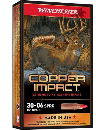 Winchester Ammo X3006CLF Copper Impact30-06Springfield 150gr Copper Extreme Point Lead Free 20 Per Box/10 Case