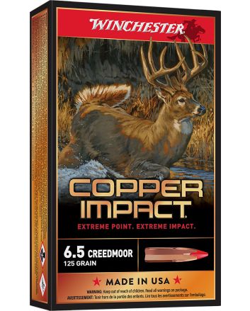 Winchester Ammo X65CLF Copper Impact6.5Creedmoor 125gr Copper Extreme Point Lead Free 20 Per Box/10 Case