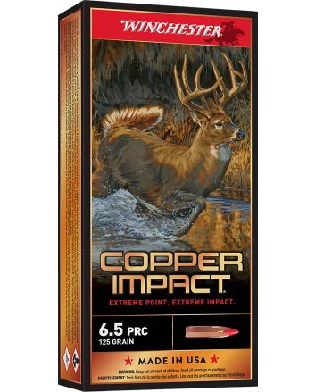 Winchester Ammo X65PCLF Copper Impact6.5PRC 125gr Copper Extreme Point Lead Free 20 Per Box/10 Case
