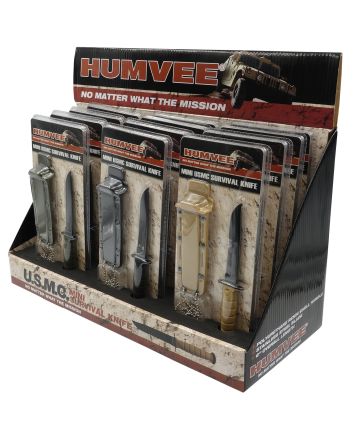 Humvee Adventure Gear HMVDBUSMC Humvee Combat Knife Display 3.5" USMC Combat Knife Display