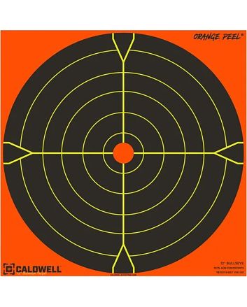 Caldwell 1166108 Orange PeelSelf-Adhesive Paper Black/Orange 5.50" Bullseye 25 Pack