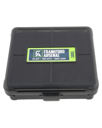 Frankford Arsenal 1083797 Hinge-Top Ammo Box 9mm/25/380ACP Black Polymer 100rd