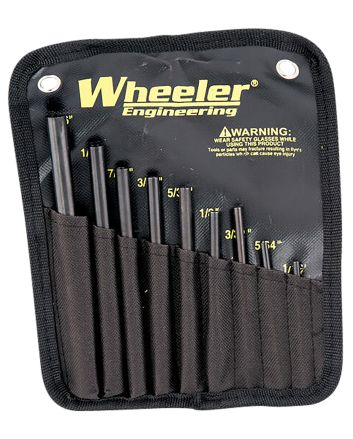 Wheeler 710910 Roll Pin Punch Set Starter Set Black/Yellow Steel Knurled Handle 9 Pieces