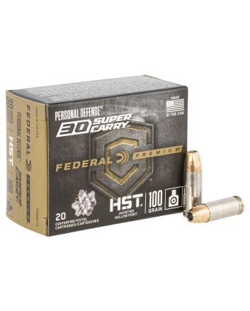 Federal P30HST1S Premium Personal Defense 30Super Carry 100gr HST Jacketed Hollow Point 20 Per Box/10 Case