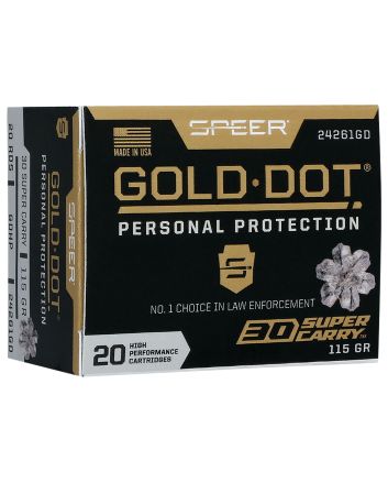 Speer 24261GD Gold Dot Personal Protection 30 Super Carry 115 gr Hollow Point 20 Per Box/ 10 Case