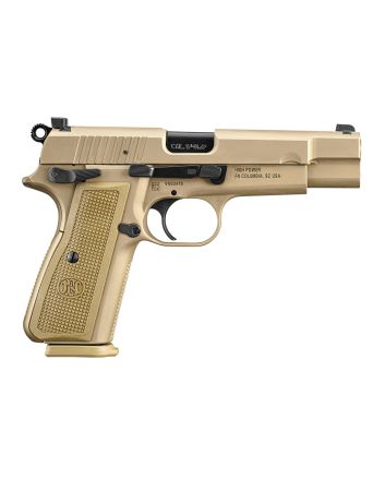 FN 66101069 High Power9mm Luger 17+1, 4.70" Black Target Crown Steel Barrel, Flat Dark Earth PVD Serrated Steel Slide &amp; Steel Frame w/Beavertail, FDE Textured Polymer Grip, Ambidextrous