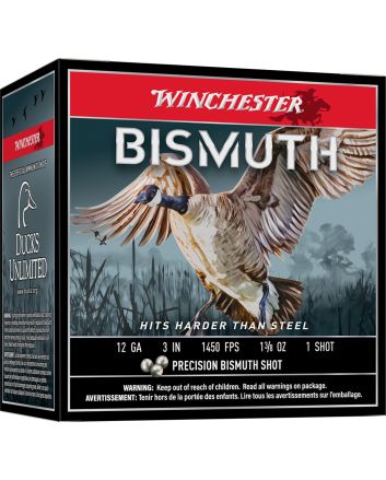 Winchester Ammo SWB1231 Bismuth12Gauge 3" 1 3/8oz Tin Plated Bismuth 1Shot 25 Per Box/10 Case