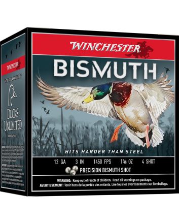 Winchester Ammo SWB1234 Bismuth12Gauge 3" 1 3/8oz Tin Plated Bismuth 4Shot 25 Per Box/10 Case