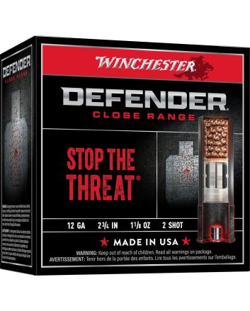 Winchester Ammo S122PD25 Defender12Gauge 2.75" 1 1/8oz 2Shot 25 Bx/10 Case