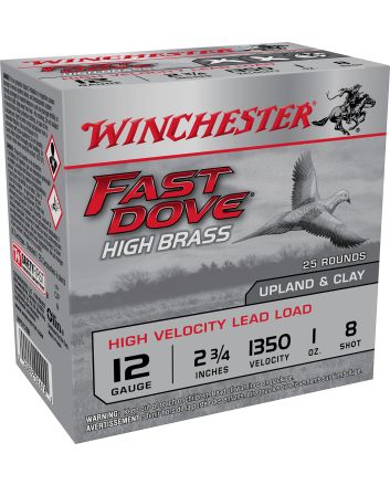 Winchester Ammo WFD128B Fast Dove &amp; Clay High Brass 12Gauge 2.75" 1oz 8Shot 25 Per Box/10 Case