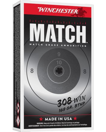 Winchester Ammo S308M2 Match Elite Marksman 308Win 169gr Sierra MatchKing BTHP 20 Per Box/10 Case