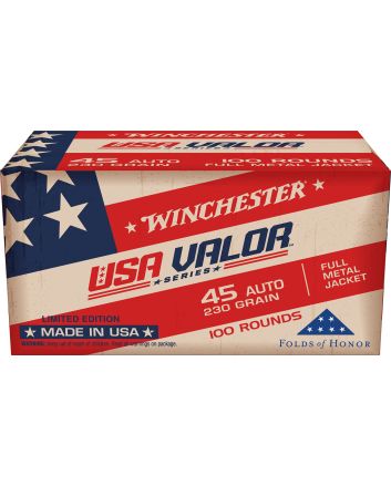 Winchester Ammo USAV45A USA Valor45ACP 230gr Full Metal Jacket 100 Per Box/5 Case