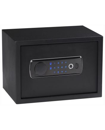 Bulldog BD5020 Duo w/Shelf Digital Keypad/Biometric/Key Entry Black Powder Coat Steel Holds 2 Handguns LED Keypad