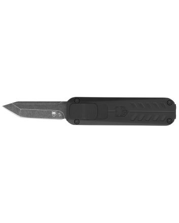 CobraTec Knives CALI929TBBLKTNS California 929TB 1.75" OTF Tanto Plain Stonewashed D2 Steel Blade/ Black Anodized Aluminum Handle Includes Pocket Clip/Pouch