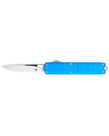 CobraTec Knives CTEBLUM390DNS Enforcer3.25" OTF Drop Point Plain M390 Steel Blade/Blue Aluminum Handle