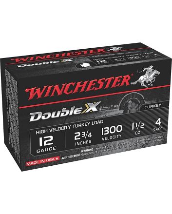 Winchester Ammo STH124 Double X High Velocity Turkey 12Gauge 2.75" 1 1/2oz 4Shot 10 Per Box/10 Case