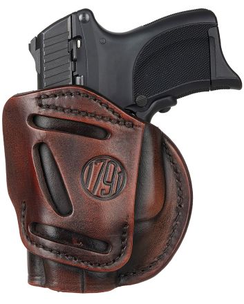 1791 Gunleather 4WH3VTGR 4-WayIWB/OWB Size 03 Vintage Leather Belt Clip Compatible w/Glock 26/Ruger LC9/S&amp;W M&amp;P Shield/2.0 9/40 Right Hand