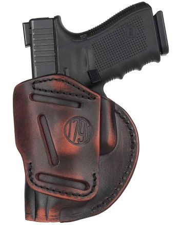 1791 Gunleather 4WH5VTGR 4-WayIWB/OWB Size 05 Vintage Leather Belt Clip Compatible w/Glock 17/Springfield XD/S&amp;W M&amp;P/HK VP9 Right Hand