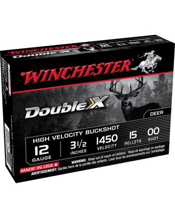 Winchester Ammo SB12L00 Double X High Velocity 12Gauge 3.50" 15Pellets 00Buck Shot 5 Per Box/50 Case