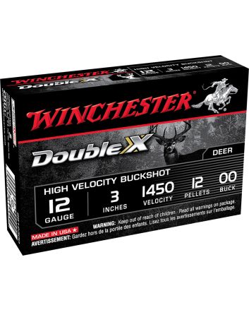 Winchester Ammo SB12300 Double X High Velocity 12Gauge 3" 12Pellets 00Buck Shot 5 Per Box/50 Case