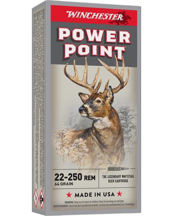 Winchester Ammo X222502 Power-Point22-250Rem 64gr 20 Per Box/10 Case