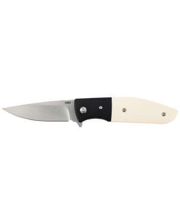 CRKT 2867 Curfew3.10" Folding Plain Satin 8Cr13MoV SS Blade/Black/White Resin Infused Fiber w/Aluminum Bolster Handle Includes Pocket Clip