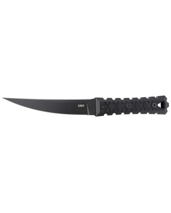 CRKT 2927 HZ66.50" Fixed Plain Black Matte Baked-On Anti Rust SK-5 Steel Blade/Black w/Carved X's G10 Handle Includes Sheath