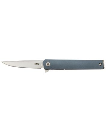 CRKT 7095 CEOCompact 2.61" Folding Plain Satin 4116 SS Blade, Blue GRN Handle, Includes Pocket Clip