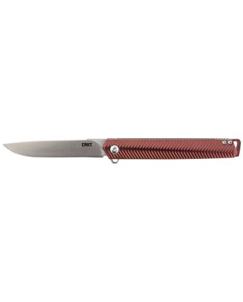CRKT K820BXP Stylus3.18" Folding Drop Point Plain Satin 12C27 Sandvik Blade/Maroon Aluminum Handle Includes Pocket Clip