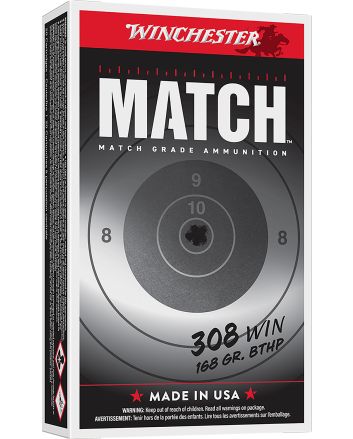 Winchester Ammo S308M Match308Win 168gr Sierra MatchKing BTHP 20 Per Box/10 Case