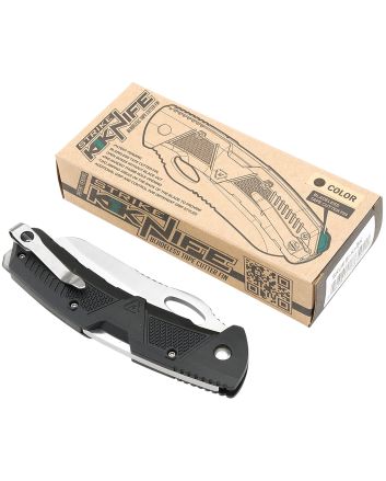 Strike Industries K1BK K13.51" Folding Plain AUS-8A SS Blade Black Textured Polymer Handle Includes Pocket Clip