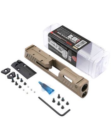 Strike Industries P365-SLIDE-FDE Strike Replacement Slide Flat Dark Earth Stainless Steel with Ports &amp; Optics Cut for Sig P365 Includes Charging Handle